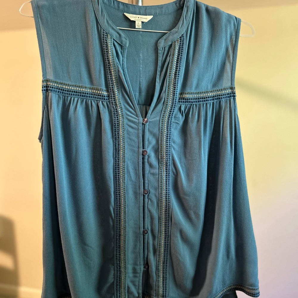Lucky Brand Teal Button-Down Blouse
